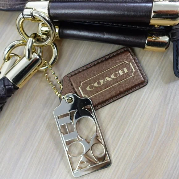 VINTAGE Coach Bag Brown Leather Shoulder Lizard Chain RARE 70TH ANNIVERSARY - Picture 14 of 16